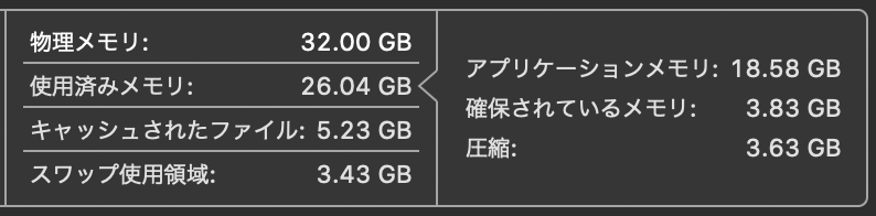 起動して少し経った後｜MacBookProはメモリ16GBではなく32GBを買うべき