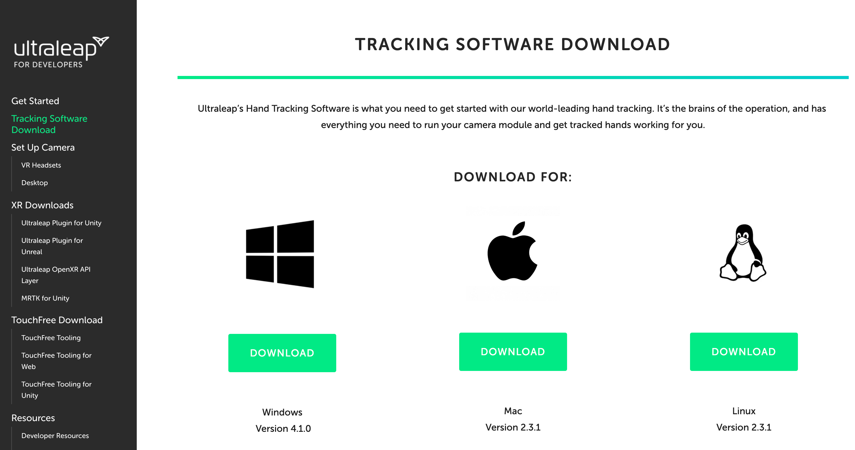 Download Ultraleap's Hand Tracking Software — Ultraleap for Developers｜Leap Motionの環境構築【macOS編】