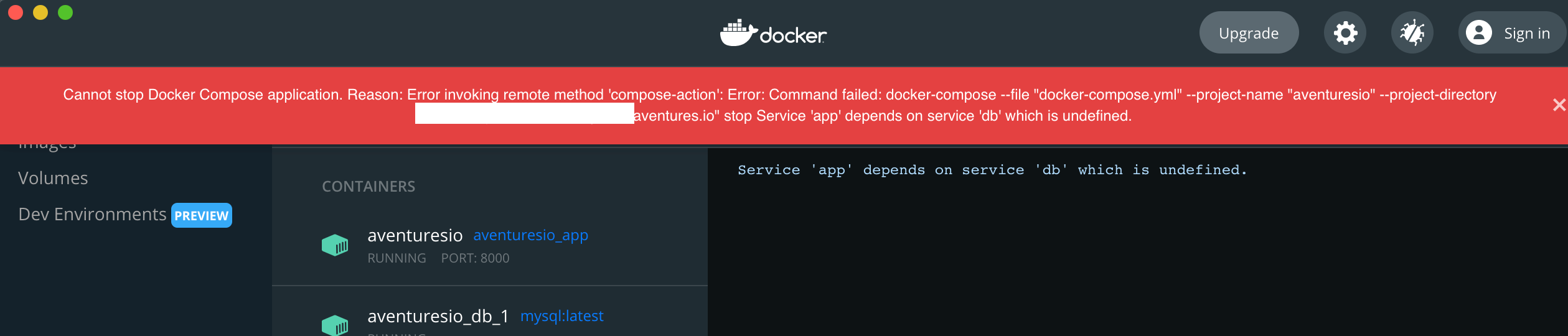 Docker Desktopでも停止でエラーが発生する｜“docker-compose down”できない時の対処法